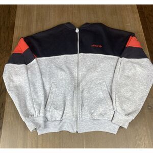 Men'sVintage Y2K‎ Adidas  Zip Up Sweatshirt Men's Large BLack/red/gray  READ